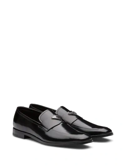 Shop Prada Logo-plaque Loafers In Black