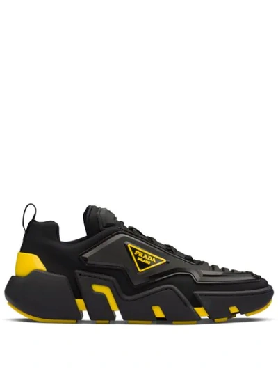 Shop Prada Techno Stretch Sneakers In Black