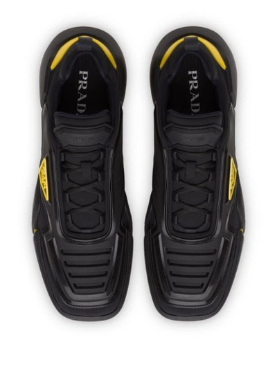 Shop Prada Techno Stretch Sneakers In Black