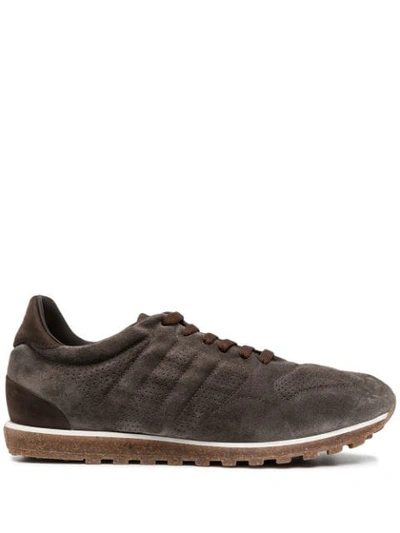 Shop Alberto Fasciani Lace-up Suede Trainers In Brown