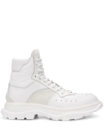 Shop Alexander Mcqueen Lace-up High-top Sneakers In White