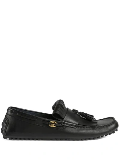 Shop Gucci Tassel-trim Loafers In Black