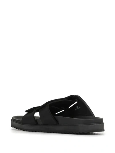 Shop James Perse Touch-strap Fussbett Slides In Black