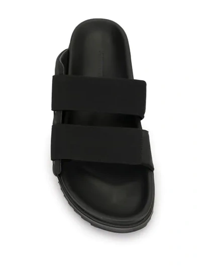 Shop James Perse Touch-strap Fussbett Slides In Black