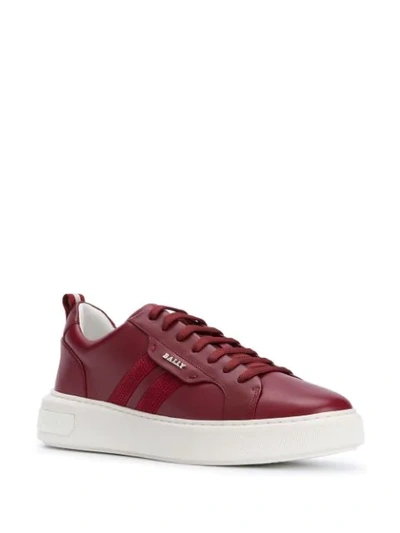 Shop Bally Lace-up Leather Sneakers In Red