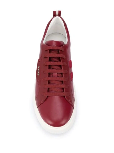 Shop Bally Lace-up Leather Sneakers In Red