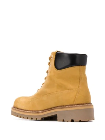 Shop Moschino Trekking Lace-up Boots In Yellow