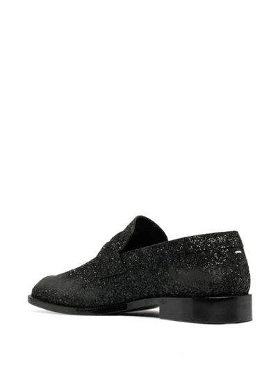 Shop Maison Margiela Glitter Tabi Mocassin Loafers In Black