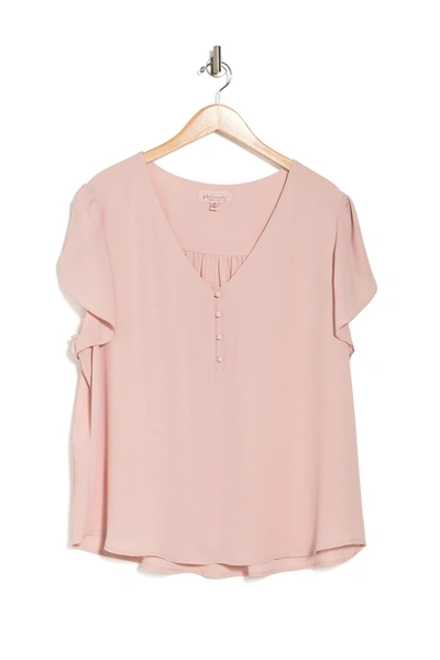 Shop Philosophy Tulip Sleeve Button Front Top In Lt Blush