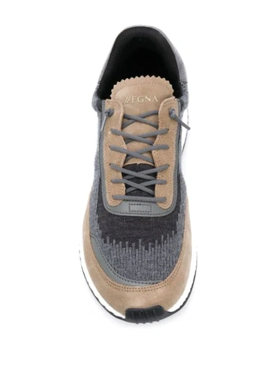 Shop Z Zegna Knit-panelled Sneakers In Grey