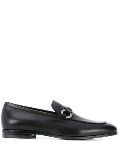 Shop Ferragamo Gancini Detail Loafers In Black