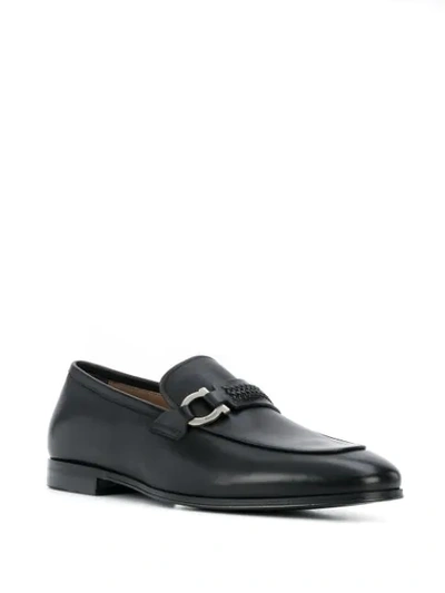 Shop Ferragamo Gancini Detail Loafers In Black