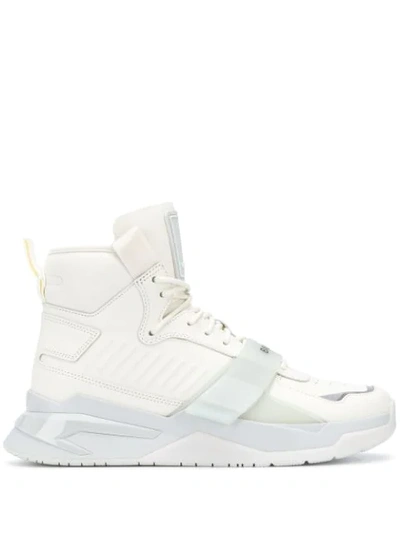 Shop Balmain B-ball High-top Sneakers In White