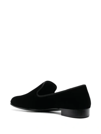 Shop Giuseppe Zanotti Velvet-effect Embroidered Loafers In Black