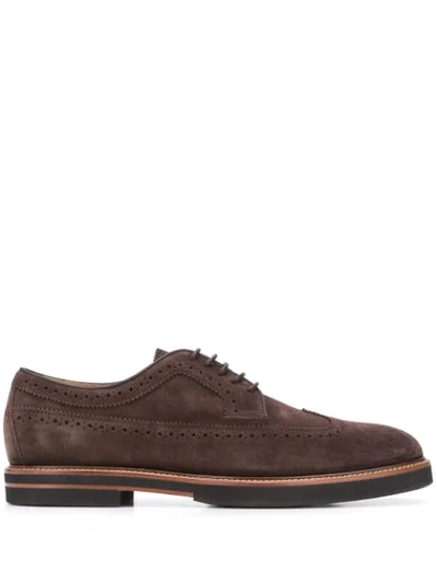 Shop Tod's Suede Oxford Shoes In Brown