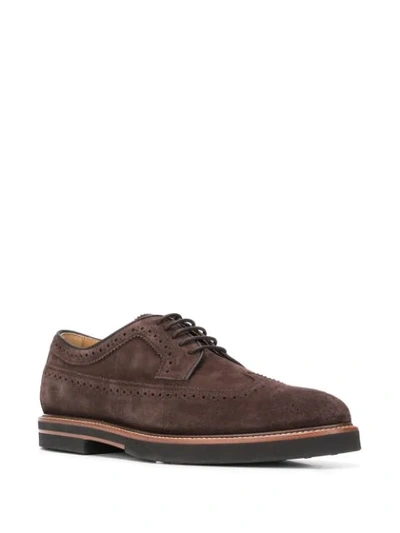 Shop Tod's Suede Oxford Shoes In Brown