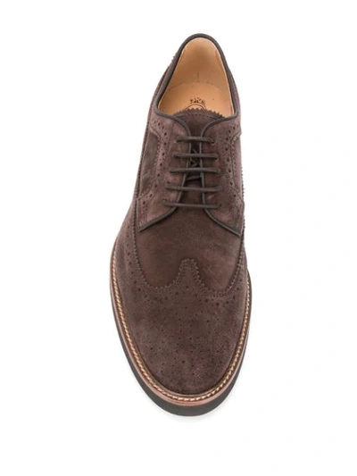 Shop Tod's Suede Oxford Shoes In Brown