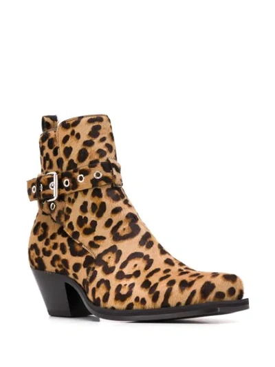 Shop Versace Leopard Print 60mm Ankle Boots In Brown