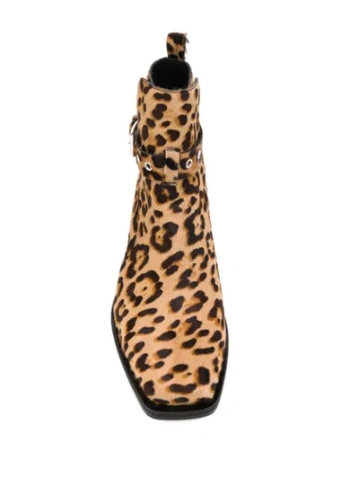 Shop Versace Leopard Print 60mm Ankle Boots In Brown