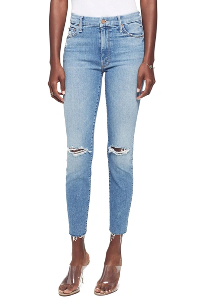 Shop Mother Looker Ripped High Waist Fray Ankle Skinny Jeans In Thrilling Shots