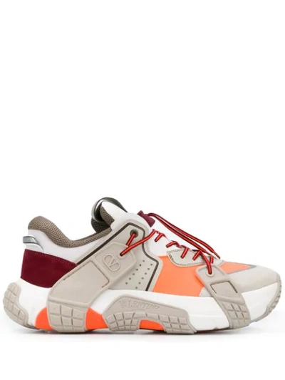 Shop Valentino Wod Sneakers In Grey ,orange