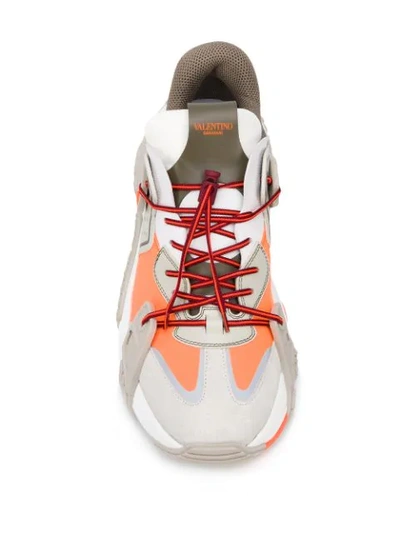 Shop Valentino Wod Sneakers In Grey ,orange