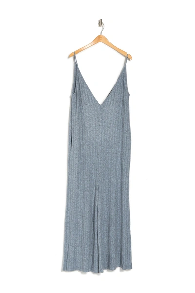 Shop Aegean Weekend Ribbed Fleece Lounge Jumpsuit In Blue