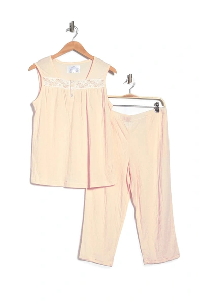 Shop Aegean Gauze Tank & Capri Pj Set In Pink