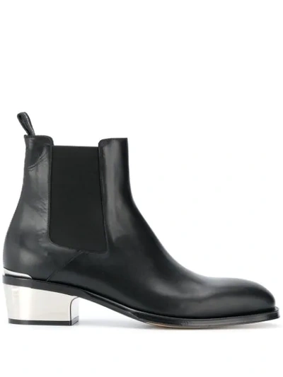 Shop Alexander Mcqueen Silver-heel Chelsea Boots In Black