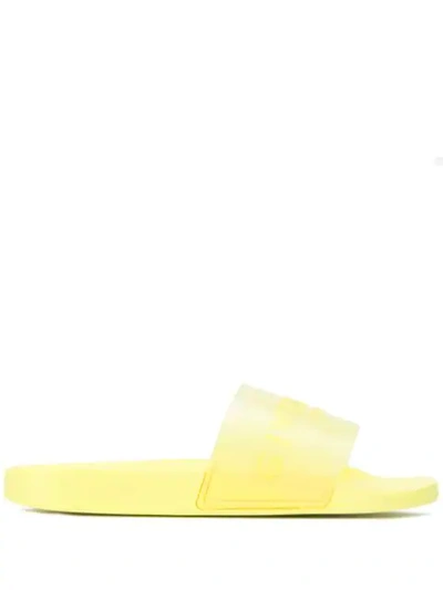 Shop Givenchy Logo-print Slides In Yellow