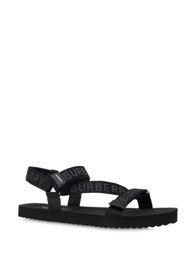 Shop Burberry Logo-jacquard Sandals In Black