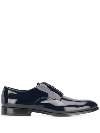 Shop Doucal's Patent Derby Shoes In Blue