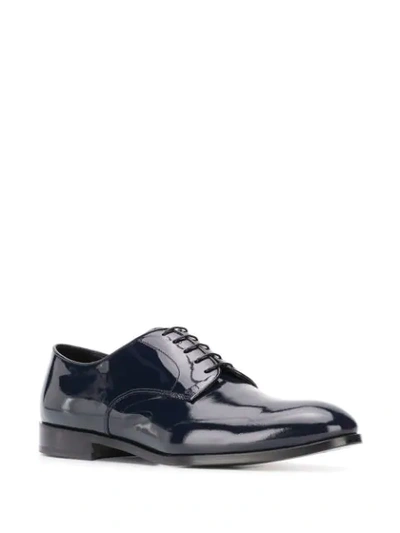 Shop Doucal's Patent Derby Shoes In Blue