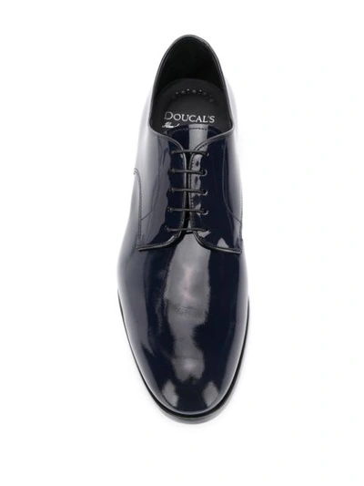 Shop Doucal's Patent Derby Shoes In Blue