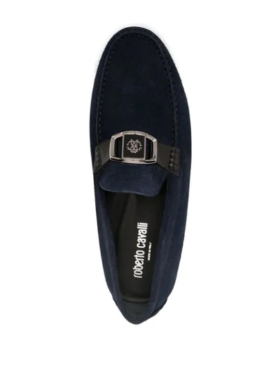 Shop Roberto Cavalli Rc Monogram Plaque Loafers In Blue