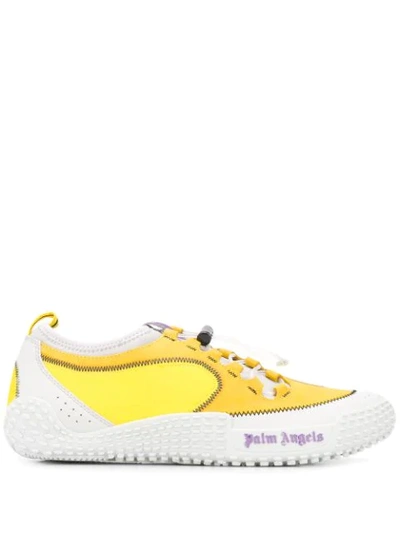 Shop Palm Angels Elasticated Lace-up Sneakers In Yellow