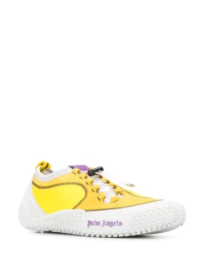 Shop Palm Angels Elasticated Lace-up Sneakers In Yellow