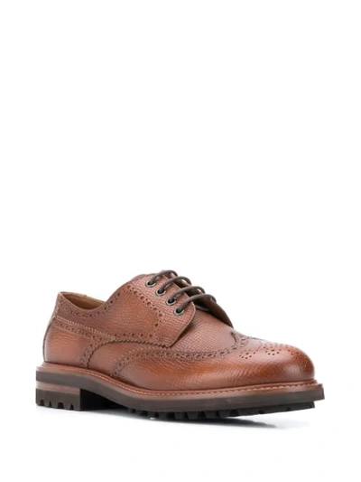 Shop Brunello Cucinelli Textured Lace-up Brogues In Brown