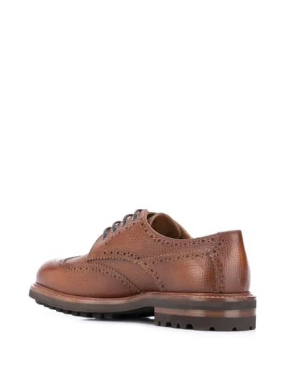 Shop Brunello Cucinelli Textured Lace-up Brogues In Brown