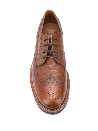 Shop Brunello Cucinelli Textured Lace-up Brogues In Brown