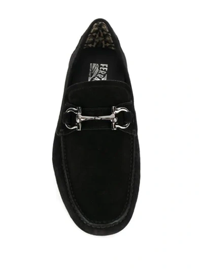 Shop Ferragamo Gancini Driver Loafers In Black