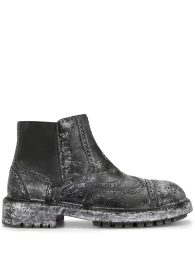 Shop Dolce & Gabbana Distressed Chelsea Boots In Black