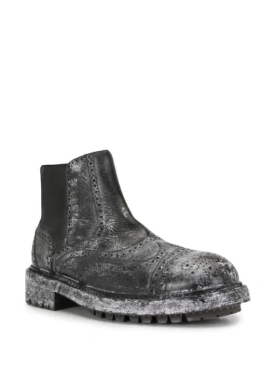 Shop Dolce & Gabbana Distressed Chelsea Boots In Black