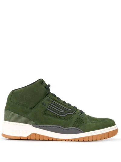 Shop Bally Hi-top Panel Sneakers In Green