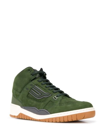 Shop Bally Hi-top Panel Sneakers In Green