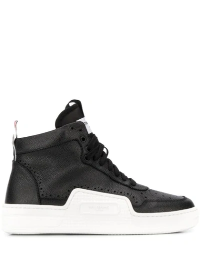 Shop Thom Browne Pebbled Basketball Hi-top Sneakers In Black