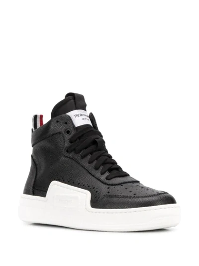 Shop Thom Browne Pebbled Basketball Hi-top Sneakers In Black