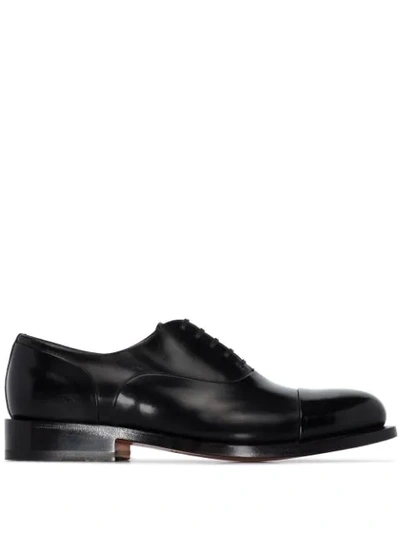 Shop Santoni Patent Leather Oxford Shoes In Black