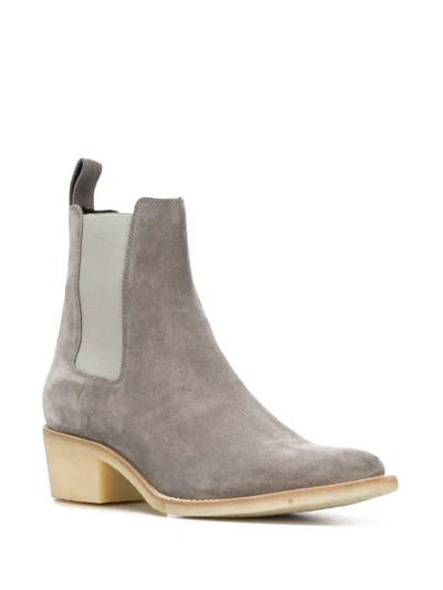 Shop Amiri Low Heel Ankle Boots In Grey