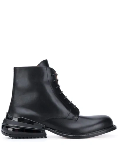 Shop Maison Margiela Lace-up Leather Boots In Black